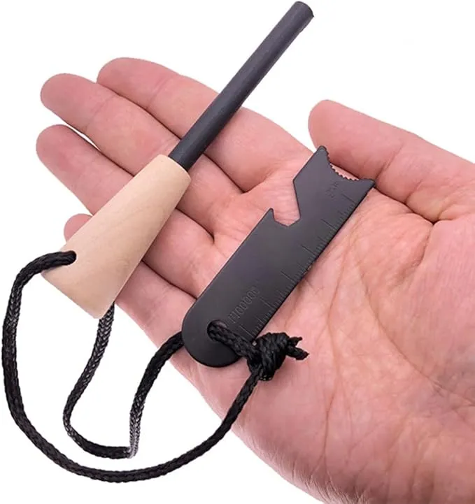 2-Pack Portable Outdoor Magnesium Fire Starter Kit with Handcrafted Wooden Handle - Reusable Camping Fire Igniter Stick for Outdoor Camping, Hiking, and Survival