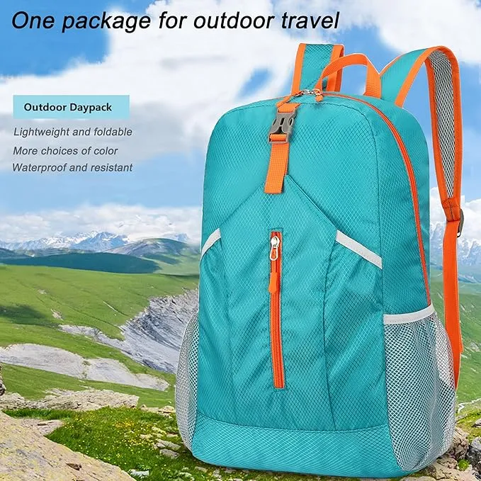25L Hiking-Backpack Foldable-Sports Daypack-Camping Collapsible Bag Water Resistant Lightweight Travel Men Women (Lake Blue)