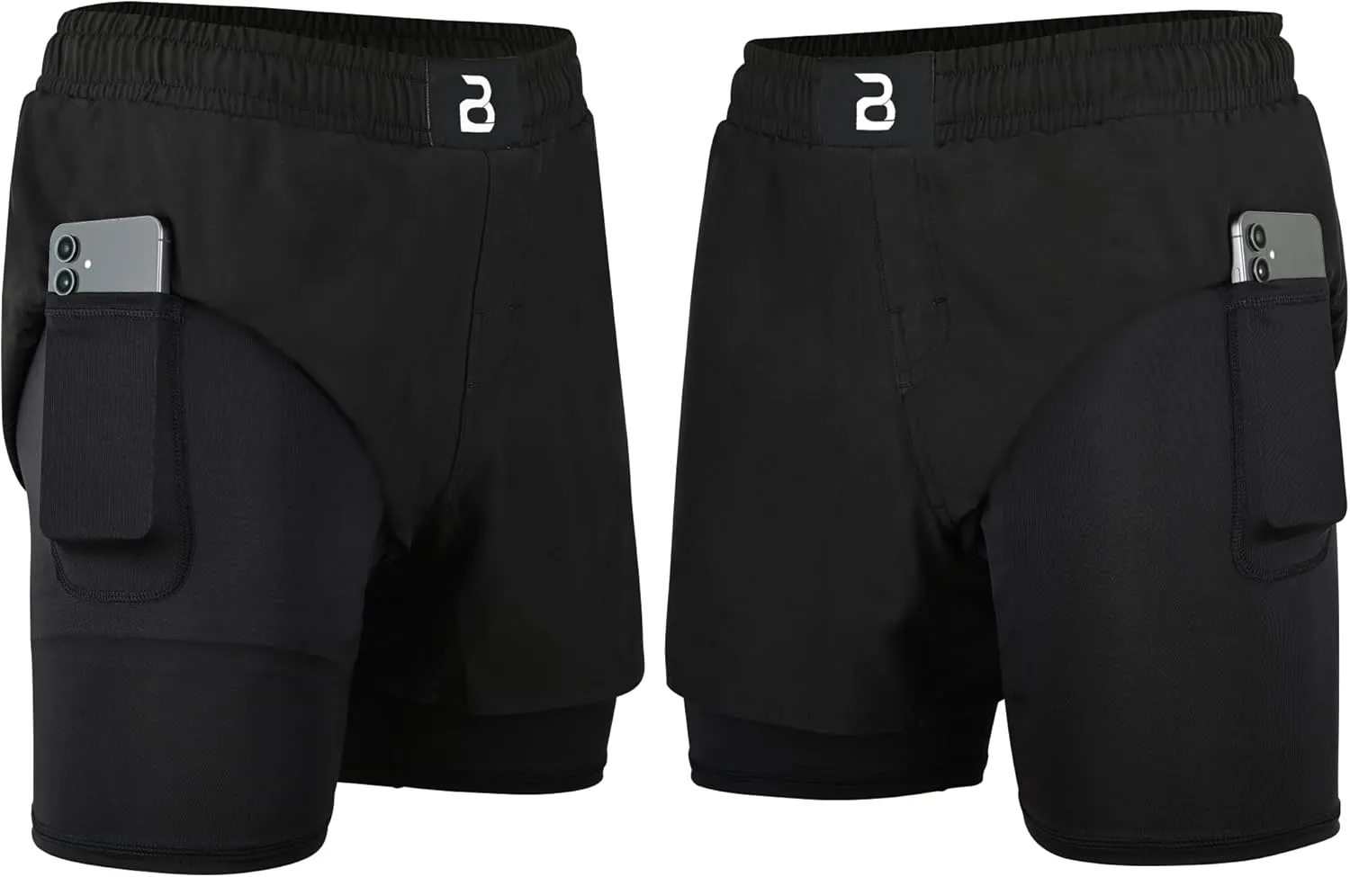 2BOLD MMA Shorts Mens 2 in 1 Jiu-Jitsu Built in Compression Lining Athletic Gym Boxing Muay Thai BJJ No-Gi Grappling Shorts