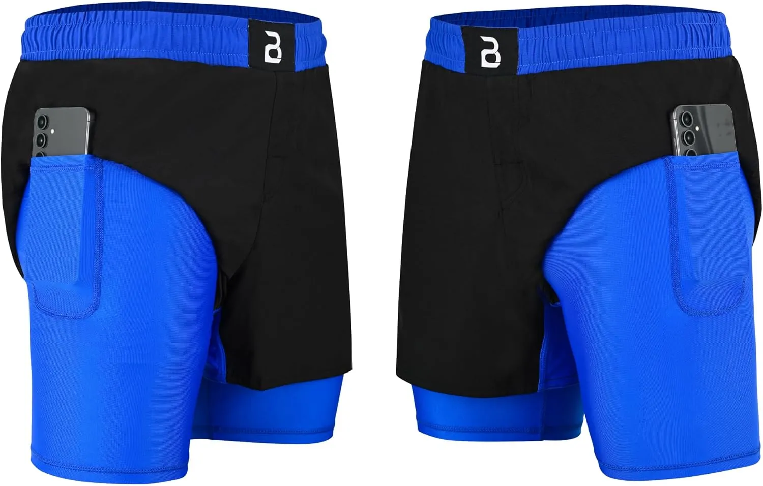 2BOLD MMA Shorts Mens 2 in 1 Jiu-Jitsu Built in Compression Lining Athletic Gym Boxing Muay Thai BJJ No-Gi Grappling Shorts
