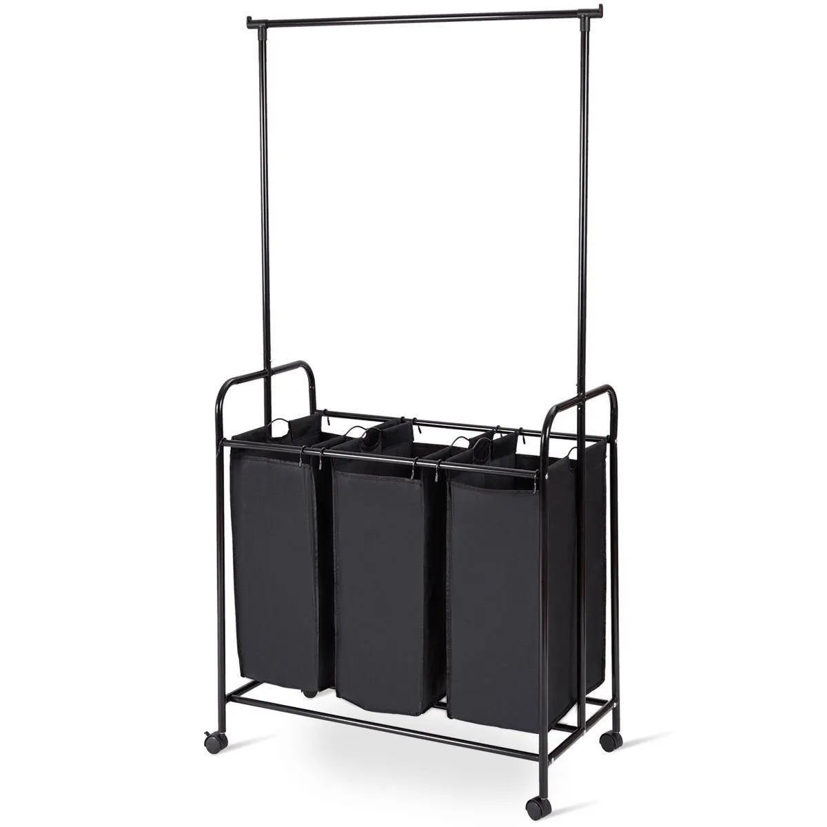 3 Bag Rolling Laundry Sorter Cart Hamper Organizer
