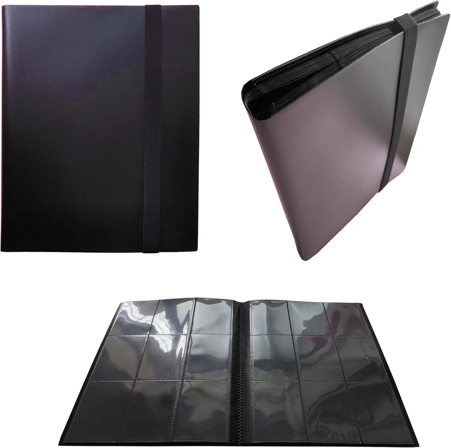 9 Pocket Trading Card Binder Holder, Card collection binder, Sports Cards Binder Sleeves for TCG, MTG, Yugioh, Trading card storage protection - 30 pages - Put up to 540 Cards (Black)