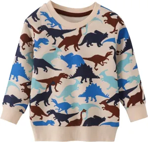 AMIYAN Toddler Boys Sweatshirts Cotton Long Sleeve Pullover Girls Crewneck Hoodies Tops Cartoon Sport Shirts for Kids 2-6Y