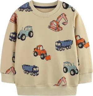 AMIYAN Toddler Boys Sweatshirts Cotton Long Sleeve Pullover Girls Crewneck Hoodies Tops Cartoon Sport Shirts for Kids 2-6Y