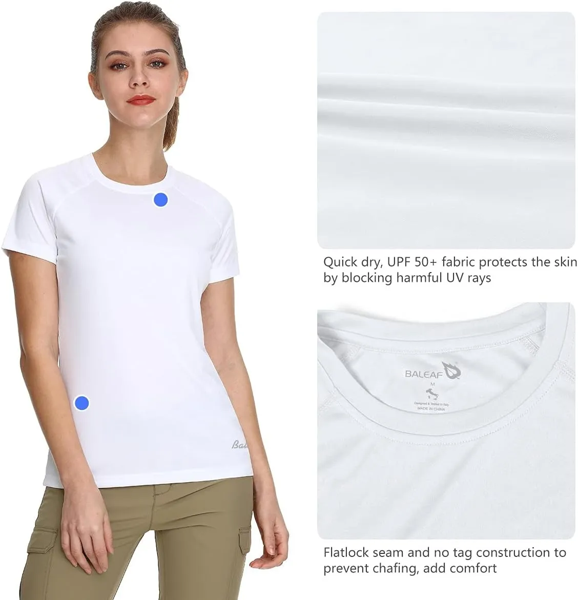 baleaf Women's UPF 50  UV Protection Shirts Short Sleeve T-Shirts SPF Sun Shirts Quick Dry Outdoor Performance Tops