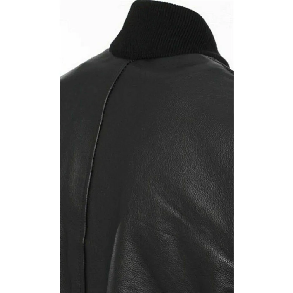 Battlestar Black Leather Varsity Motorbike Jacket
