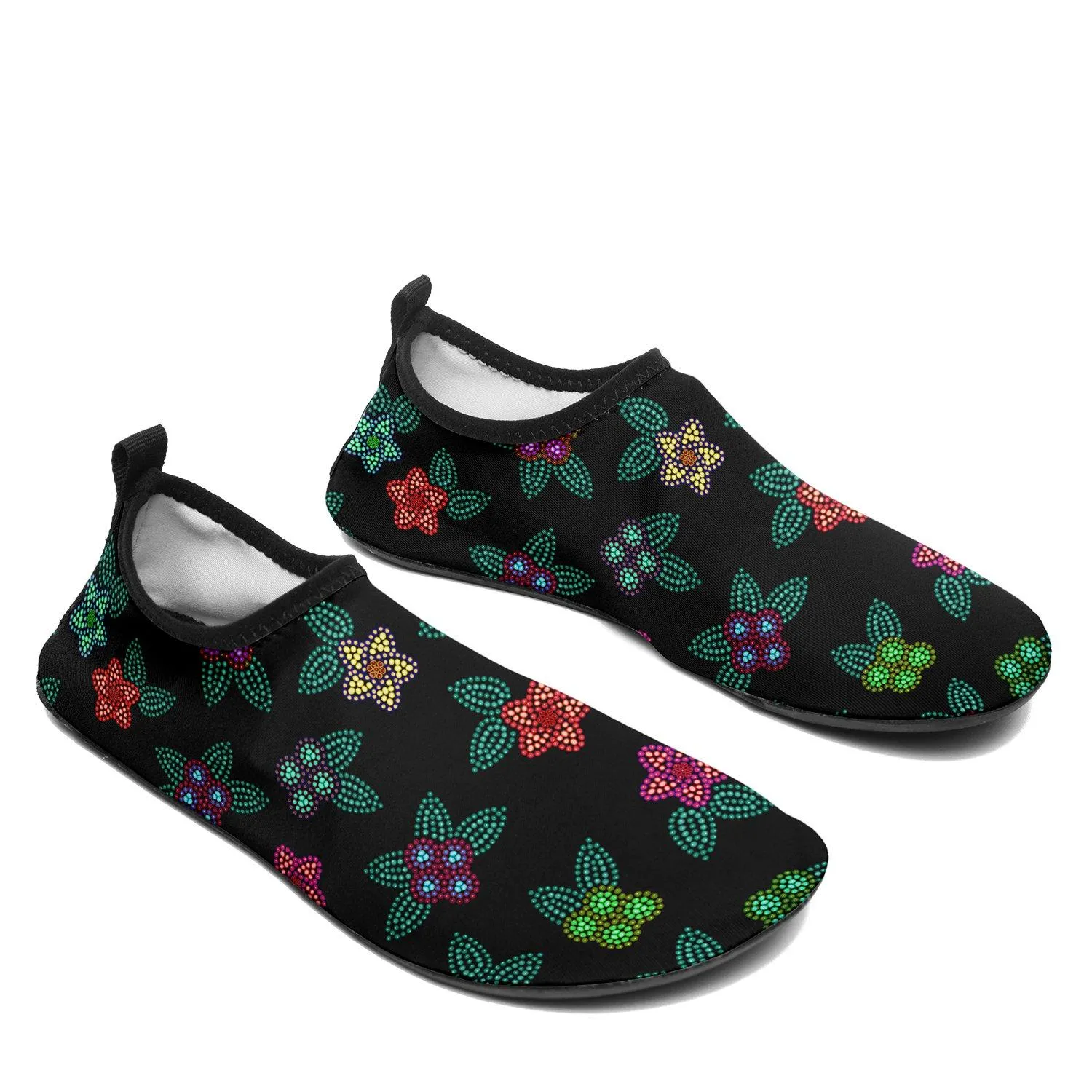Berry Flowers Black Sockamoccs Slip On Shoes
