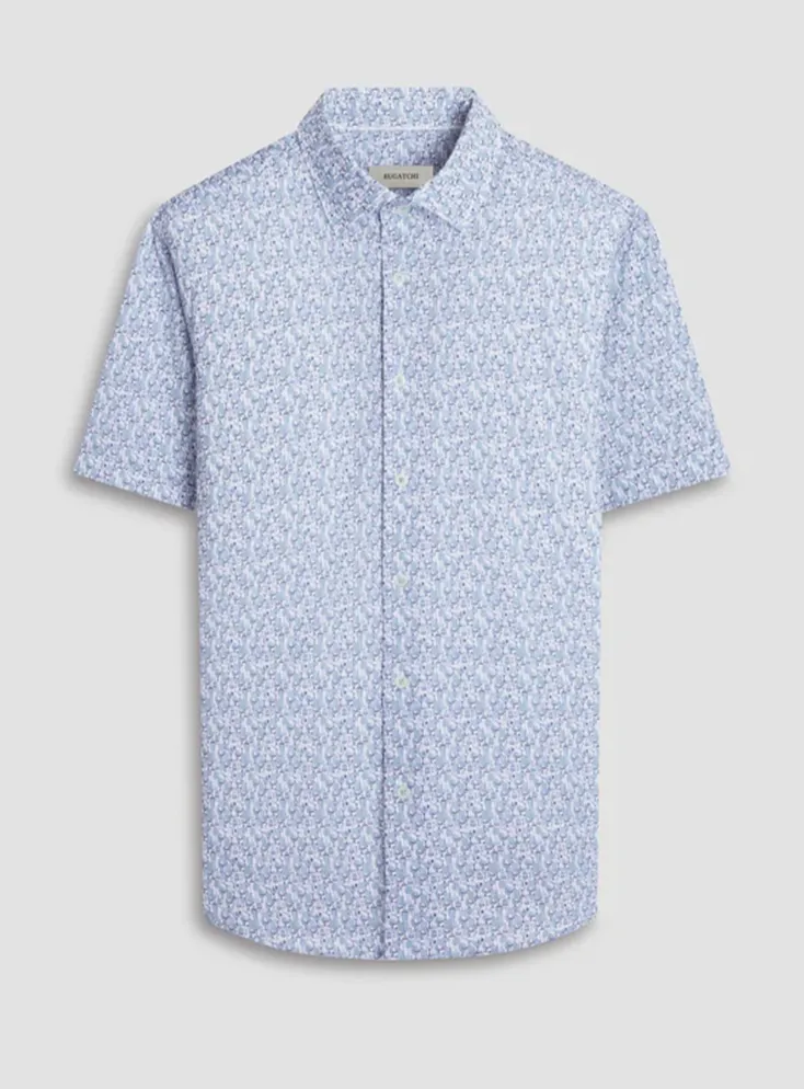 Bugatchi Ooohcotton Miles Short Sleeve Sport Shirt - Mint