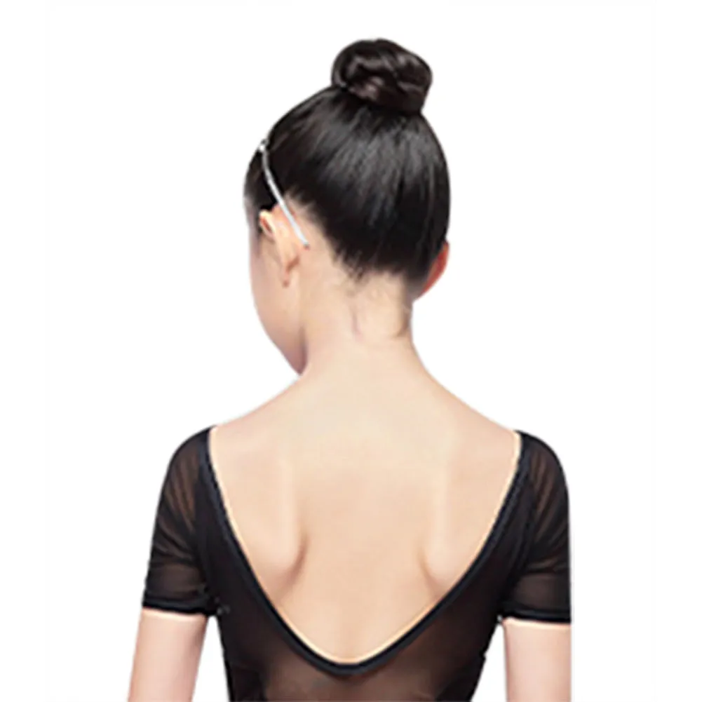 Classic Girl Short Sleeve Leotard Black Gymnastics Ballet Dance Bodysuit