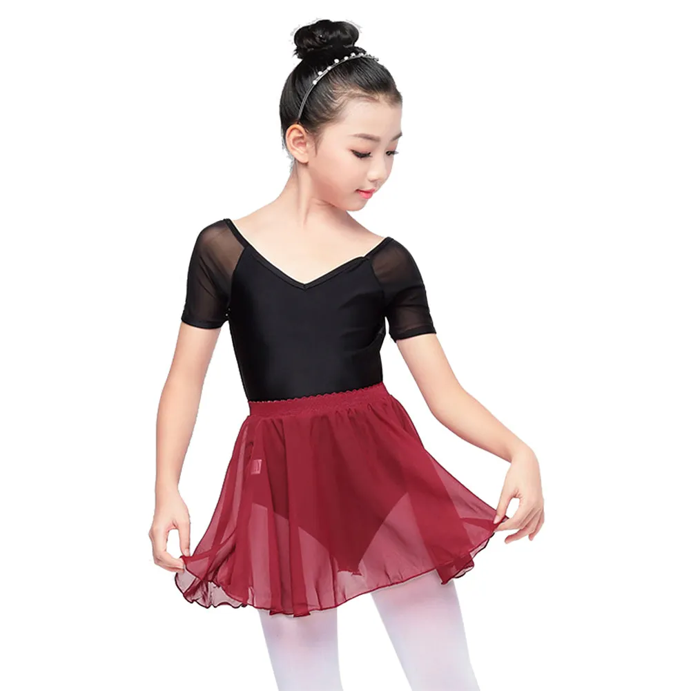 Classic Girl Short Sleeve Leotard Black Gymnastics Ballet Dance Bodysuit