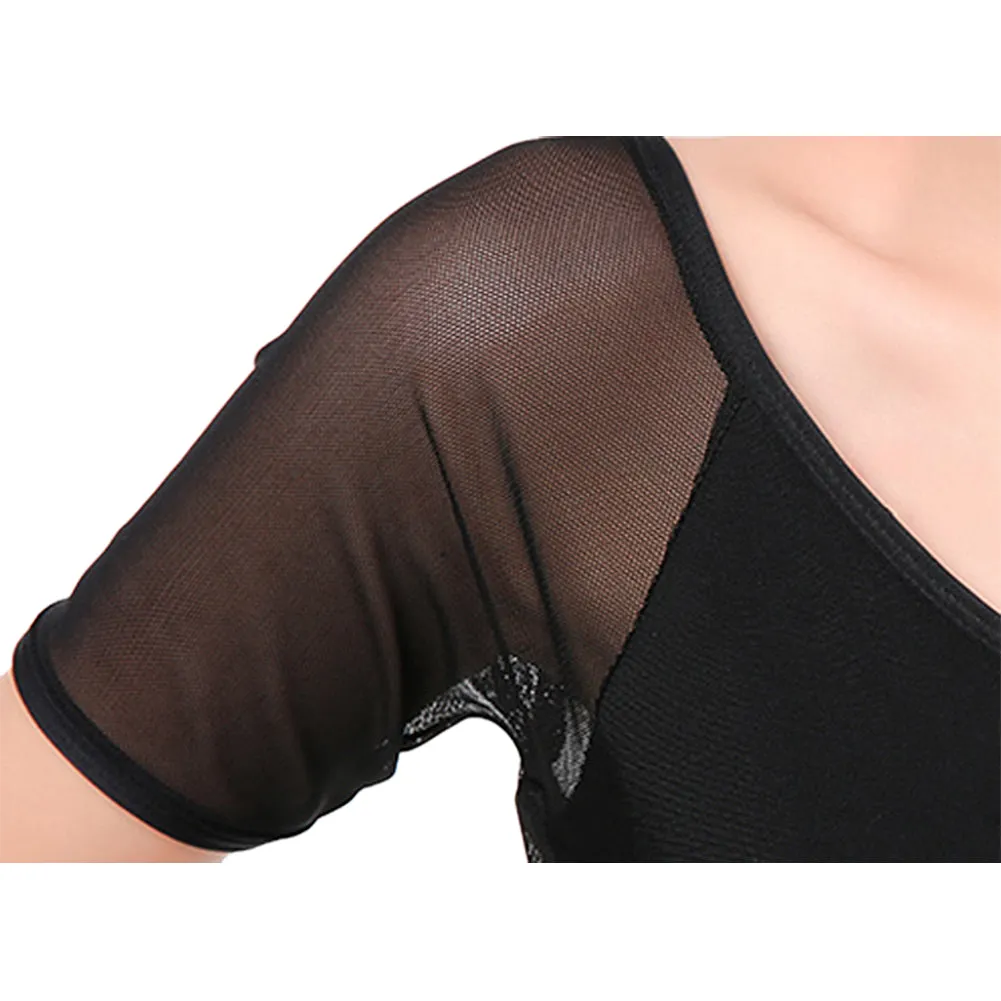 Classic Girl Short Sleeve Leotard Black Gymnastics Ballet Dance Bodysuit