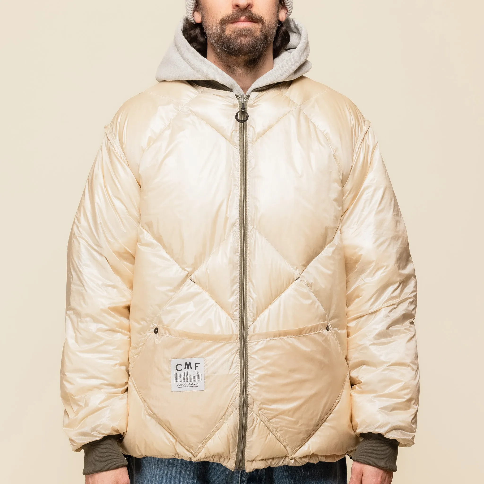 CMF Comfy Outdoor Garment x TTOO - Classic Diamond Down Jacket - Military Green x Beige