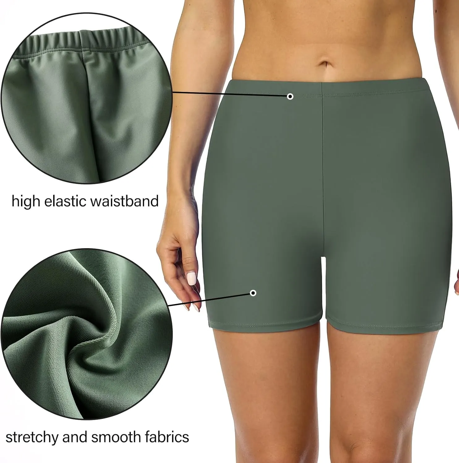 Firpearl Women's Swim Shorts Tummy Control Board Shorts UPF50  Sport Surf Shorts Swimsuit Bottom
