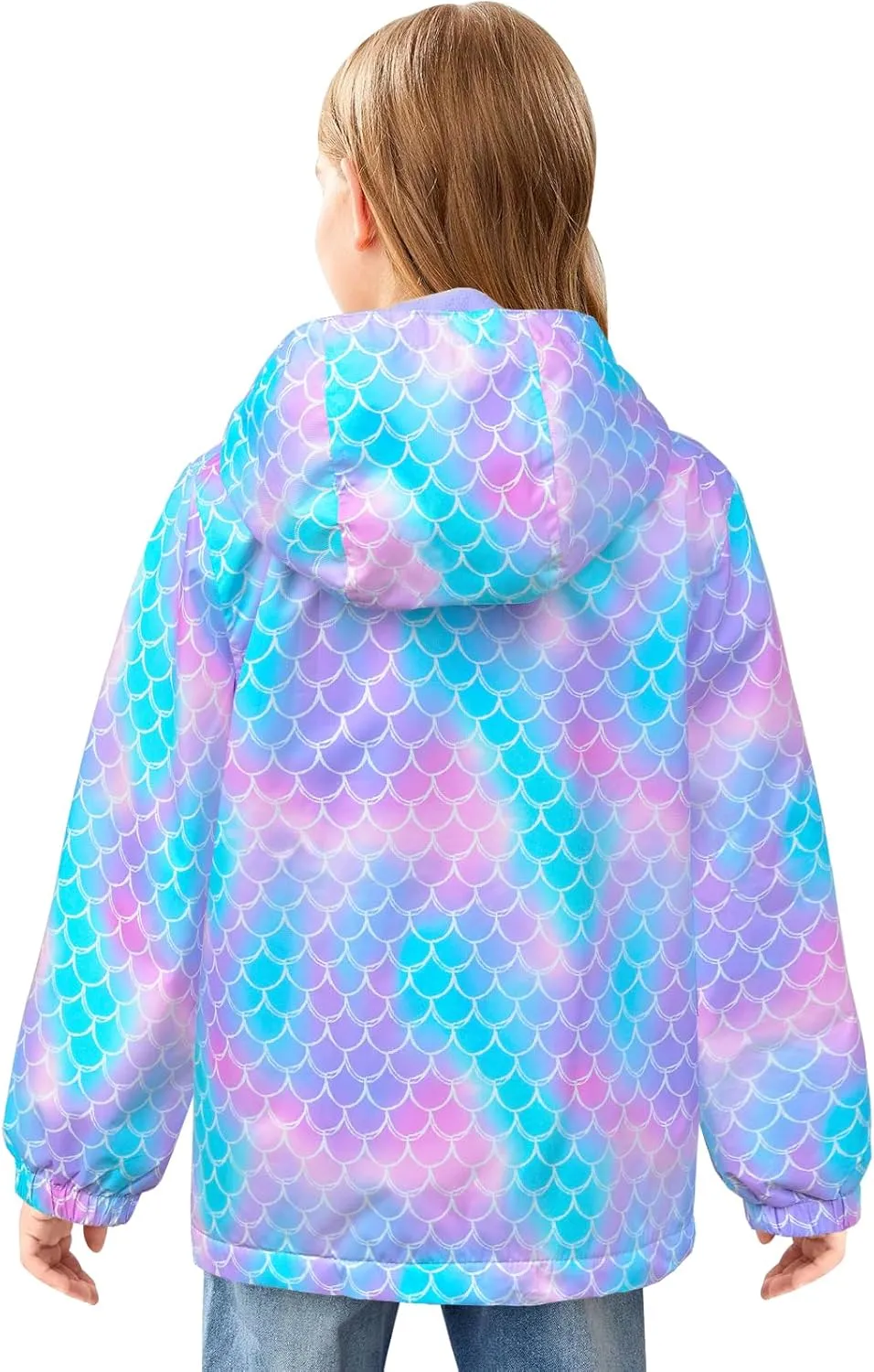 Girls Jacket Waterproof Hooded Fleece Lined Jackets Kids Raincoat Light Softshell Windproof Outdoor Jacket Coat 4-9T