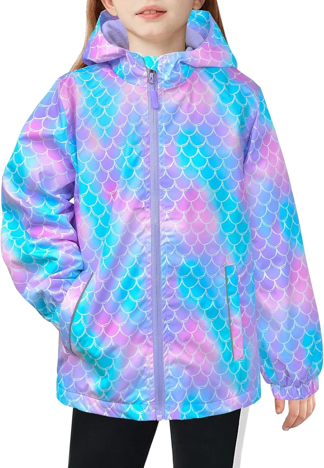 Girls Jacket Waterproof Hooded Fleece Lined Jackets Kids Raincoat Light Softshell Windproof Outdoor Jacket Coat 4-9T
