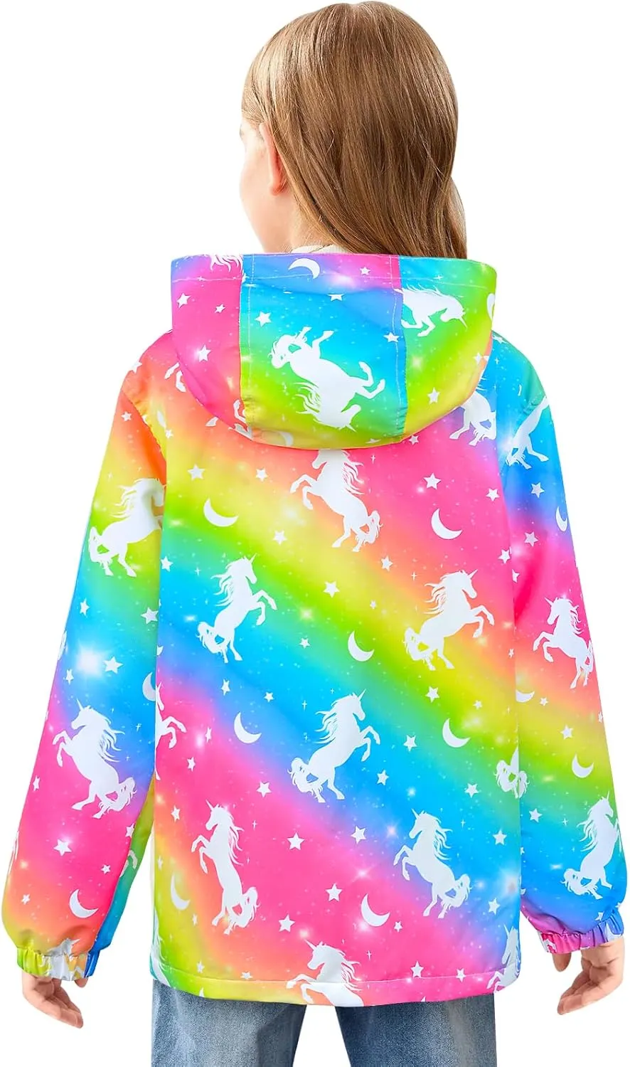 Girls Jacket Waterproof Hooded Fleece Lined Jackets Kids Raincoat Light Softshell Windproof Outdoor Jacket Coat 4-9T