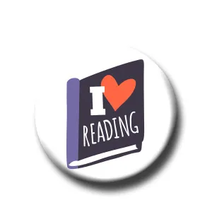 I Heart Reading -Pin Back Button
