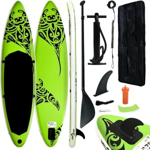 Inflatable Stand Up Paddleboard Set for Relaxation and Adventure, Lightweight and Puncture-Resistant, Beginners and Recreational Use, Green
