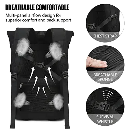 Laptop Backpack Large Rolltop Backpacks 19-26 inch, Travel Backpack Hand Luggage Airplane Waterproof Travel Backpack with Laptop Compartment