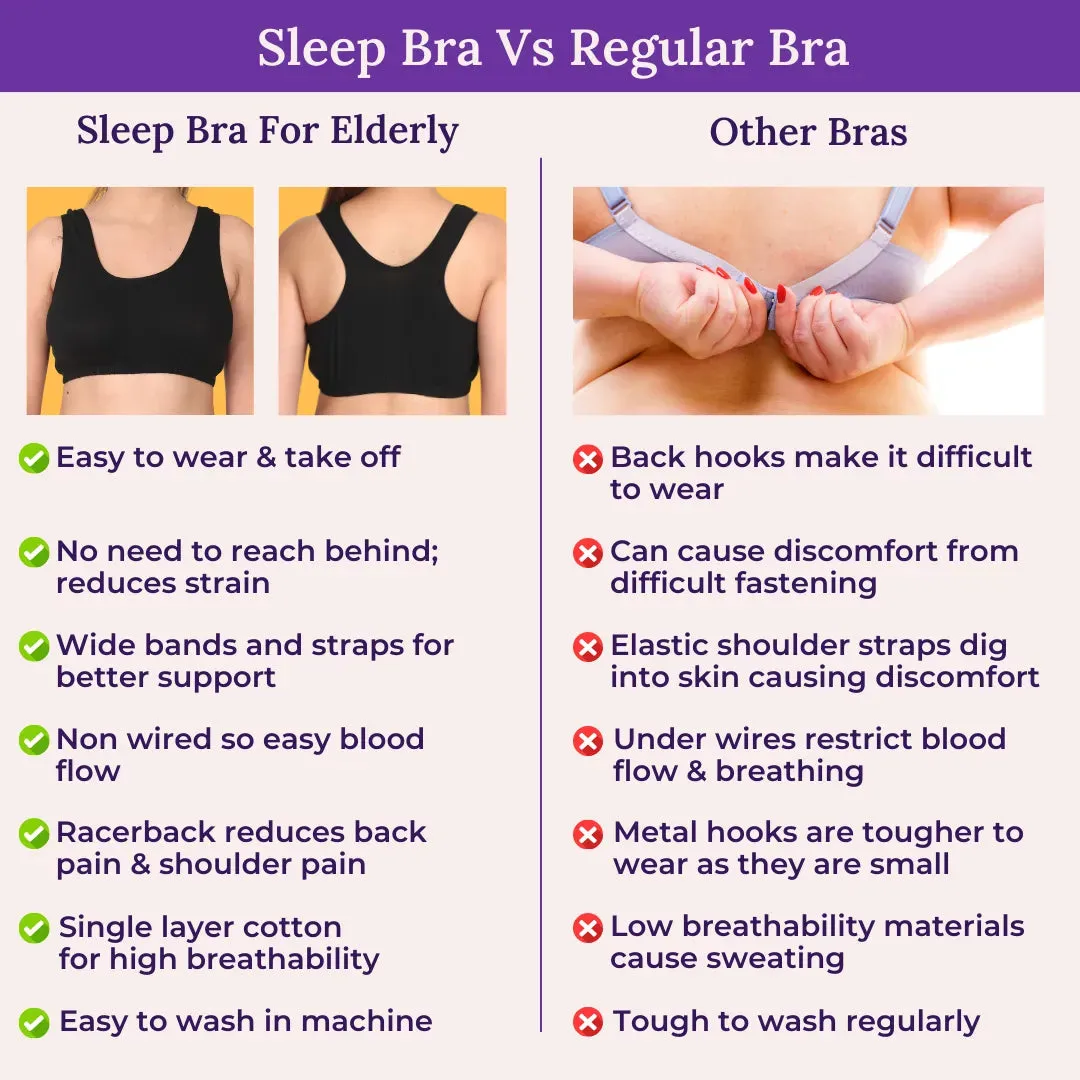 Lounge/Home Bra For Elderly | Non Padded | Non Wired | Racerback | Full Coverage | 2 Pack