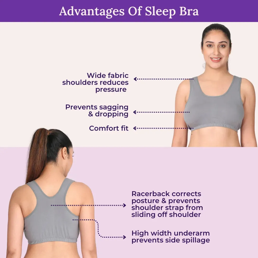 Lounge/Home Bra For Elderly | Non Padded | Non Wired | Racerback | Full Coverage | 2 Pack