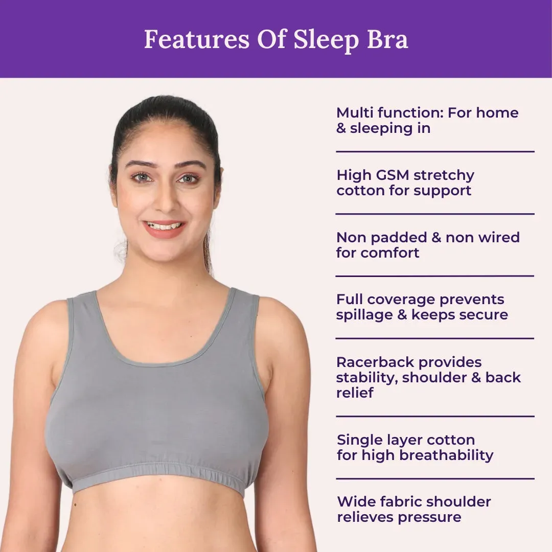 Lounge/Home Bra For Elderly | Non Padded | Non Wired | Racerback | Full Coverage | 2 Pack