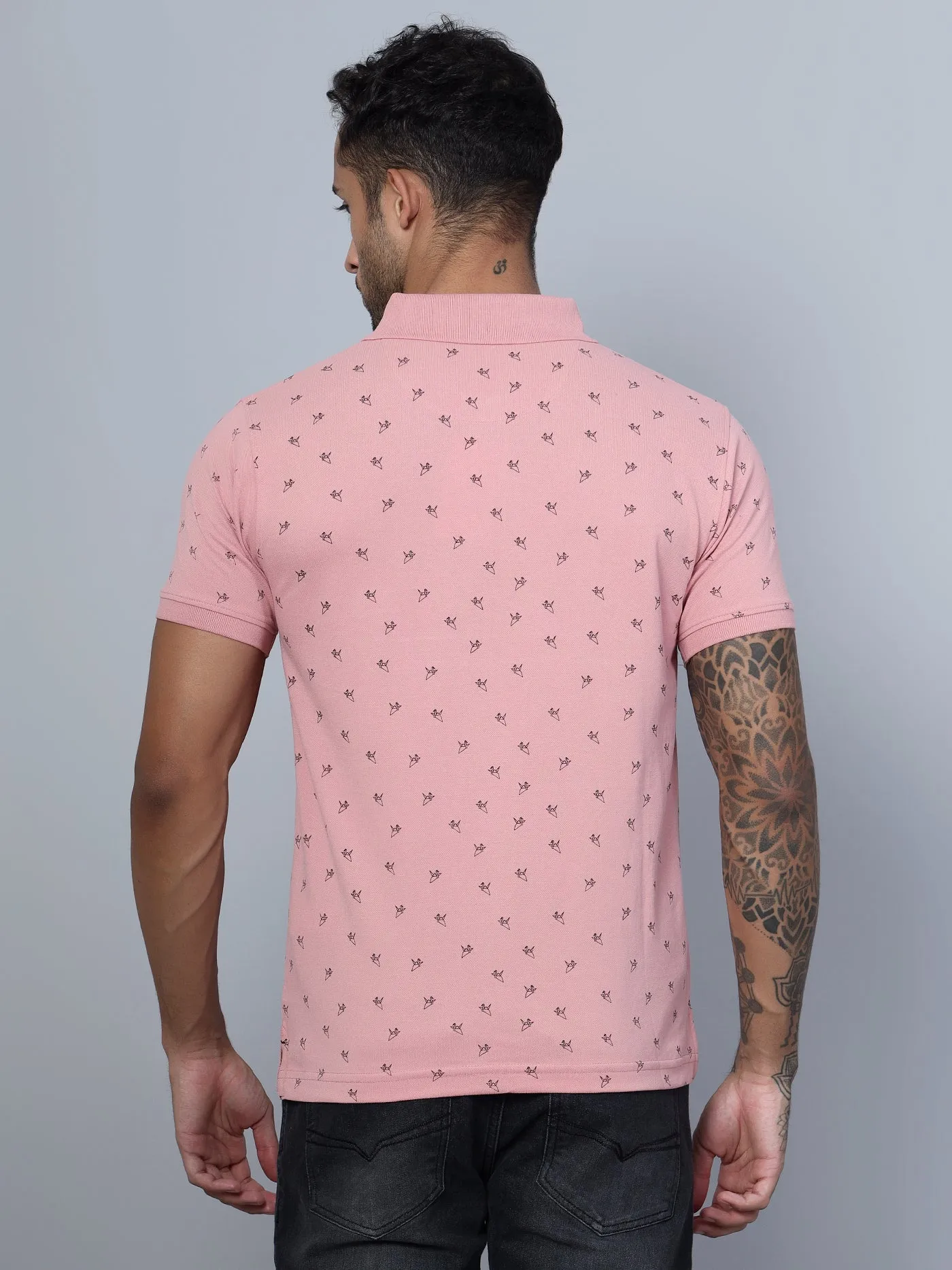 Men Polo Neck Pink T-Shirt