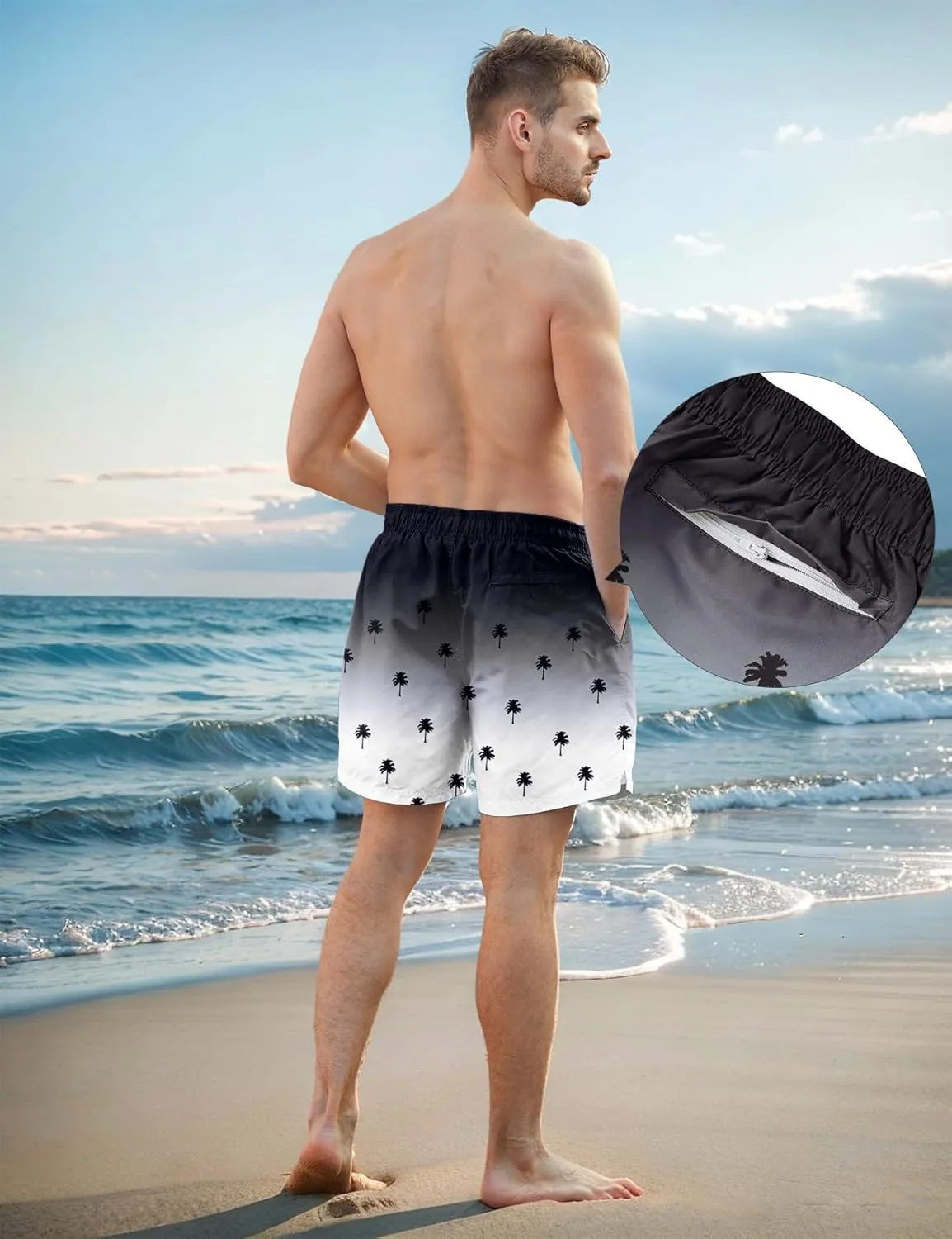 Men Swim Trunks 5.5 Inch Board Shorts 2 in 1 Swimwear with Compression Liner