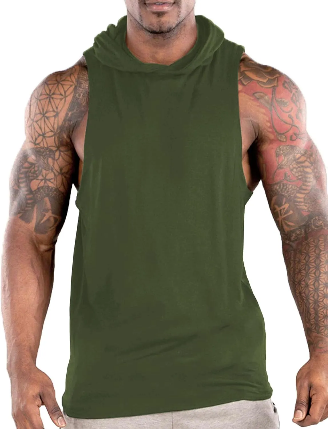 Men's Workout Hooded Tank Tops Sports Training Sleeveless Gym Hoodies Fitness Bodybuilding Cut Off Muscle Shirts