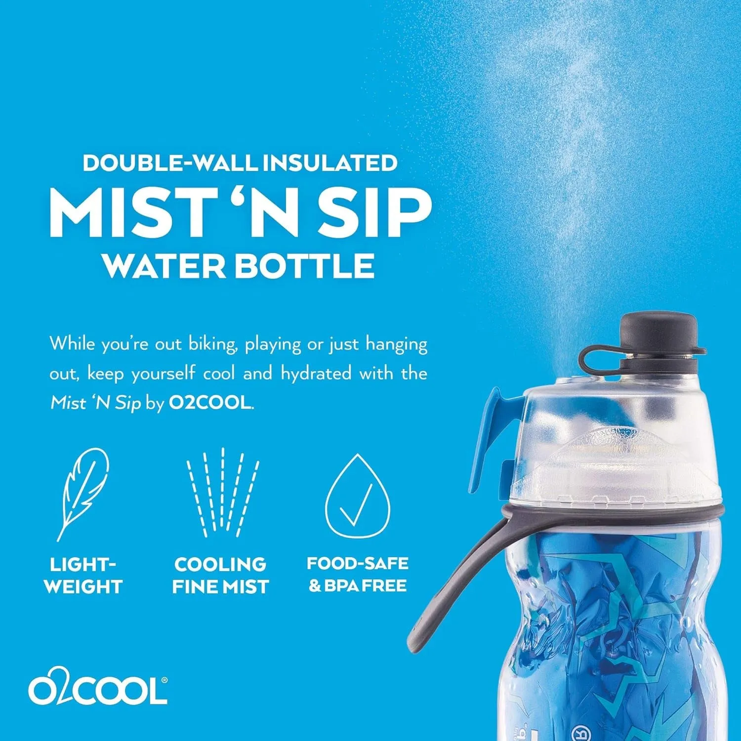 O2COOL Arctic Squeeze Mist 'N Sip Insulated Bottle