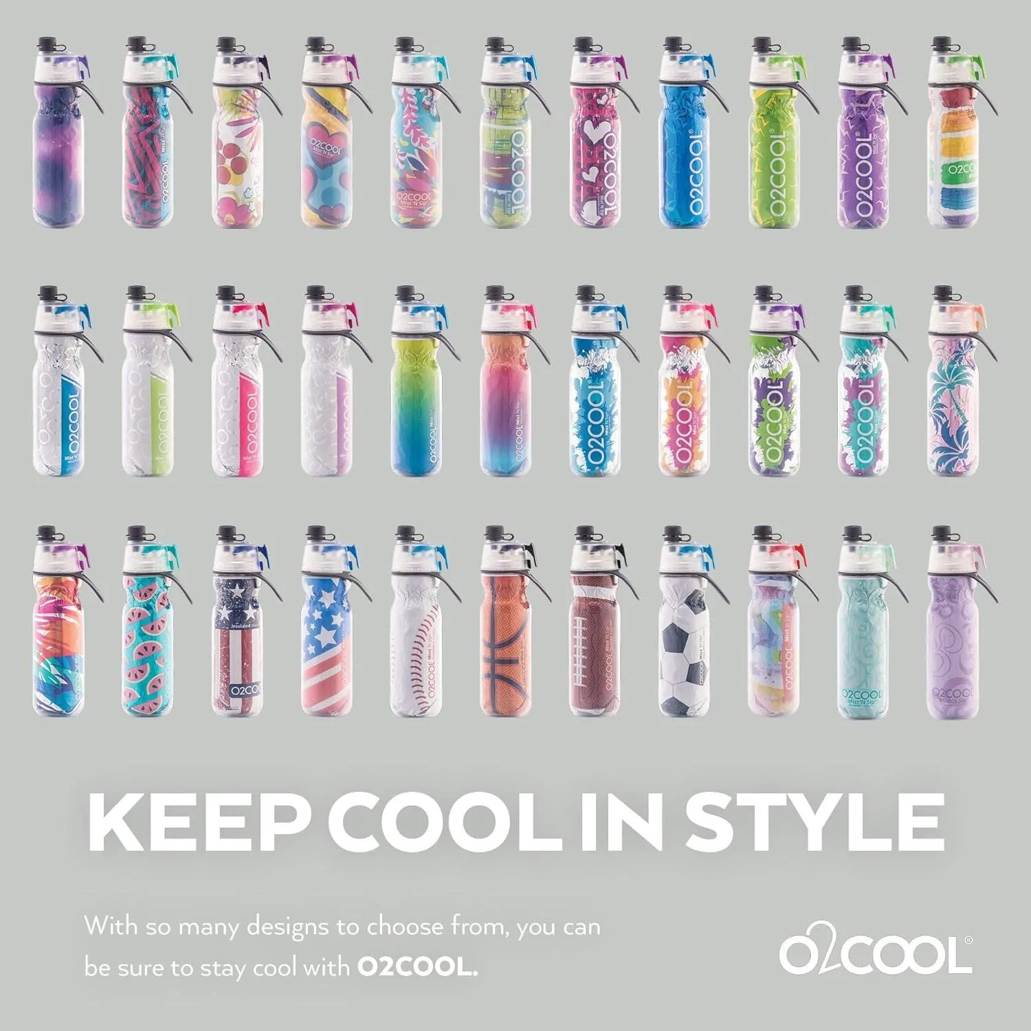 O2COOL Arctic Squeeze Mist 'N Sip Insulated Bottle