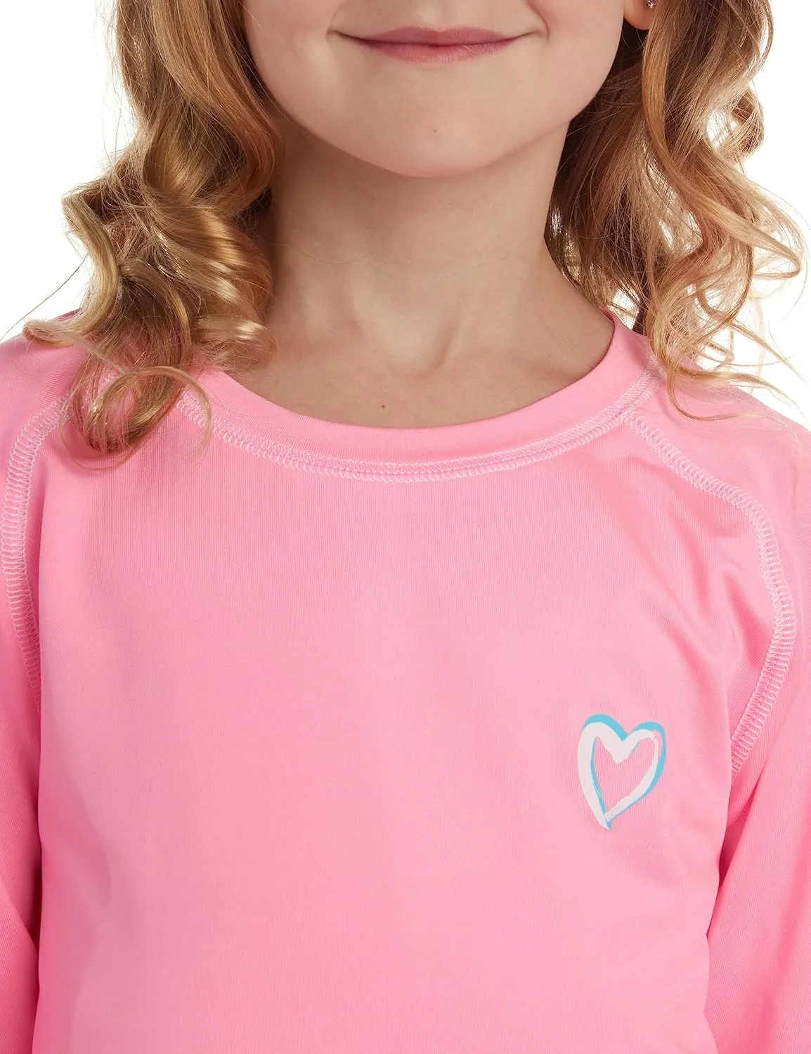 Pink Platinum Girls Rash Guard - UPF 50  Long Sleeve Swim Top Quick Dry Sun Protection Rashguard Swimsuit for Girls (4-16)