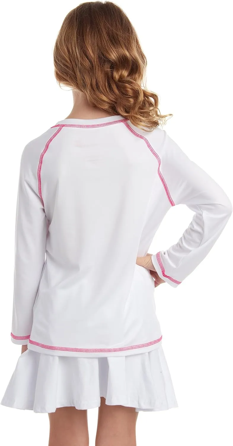 Pink Platinum Girls Rash Guard - UPF 50  Long Sleeve Swim Top Quick Dry Sun Protection Rashguard Swimsuit for Girls (4-16)