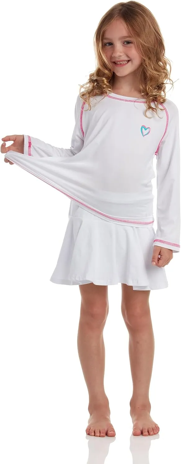 Pink Platinum Girls Rash Guard - UPF 50  Long Sleeve Swim Top Quick Dry Sun Protection Rashguard Swimsuit for Girls (4-16)