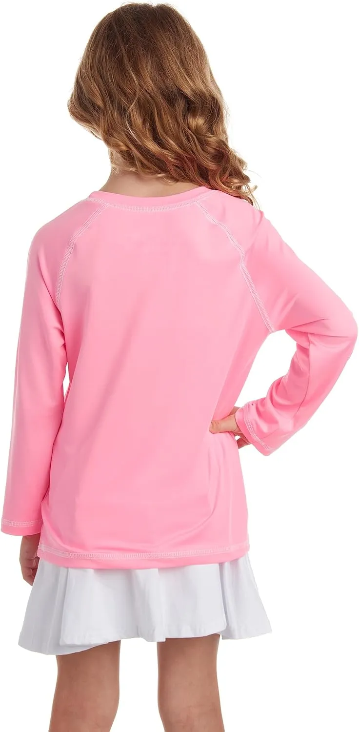 Pink Platinum Girls Rash Guard - UPF 50  Long Sleeve Swim Top Quick Dry Sun Protection Rashguard Swimsuit for Girls (4-16)