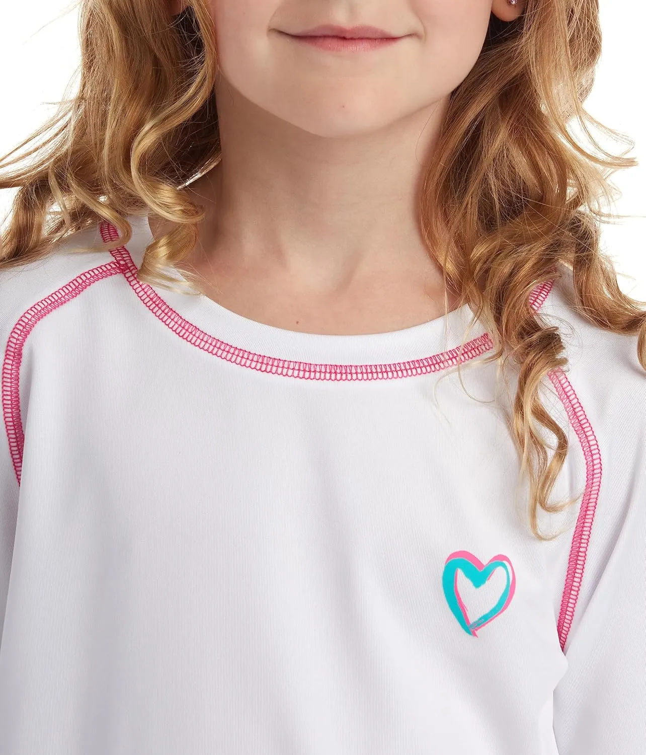 Pink Platinum Girls Rash Guard - UPF 50  Long Sleeve Swim Top Quick Dry Sun Protection Rashguard Swimsuit for Girls (4-16)