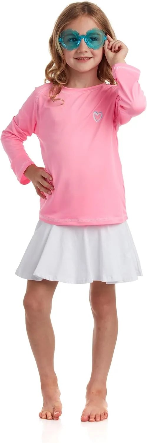 Pink Platinum Girls Rash Guard - UPF 50  Long Sleeve Swim Top Quick Dry Sun Protection Rashguard Swimsuit for Girls (4-16)