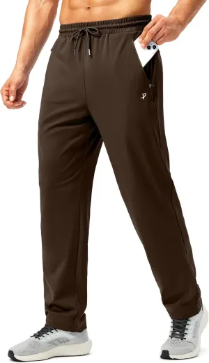 Pudolla Men's Athletic Pants with Zipper Pockets Stretch Workout Sweatpants Lightweight Running Joggers for Men