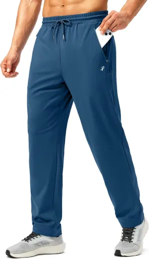 Pudolla Men's Athletic Pants with Zipper Pockets Stretch Workout Sweatpants Lightweight Running Joggers for Men