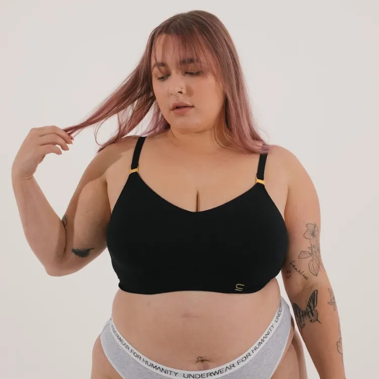 Recycled Wireless Bra DD  - Black