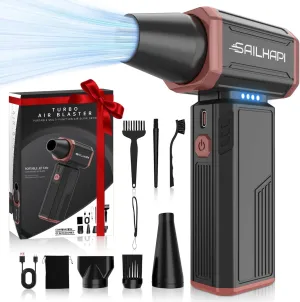SAILHAP Compressed Air Duster 300000RPM, Cordless Electric Duster Brushless Motor Replace Canned Air, Rechargeable Durable Blower for PC, Car, Computers, Keyboard, Snow Removal & Outdoor, Great Gift