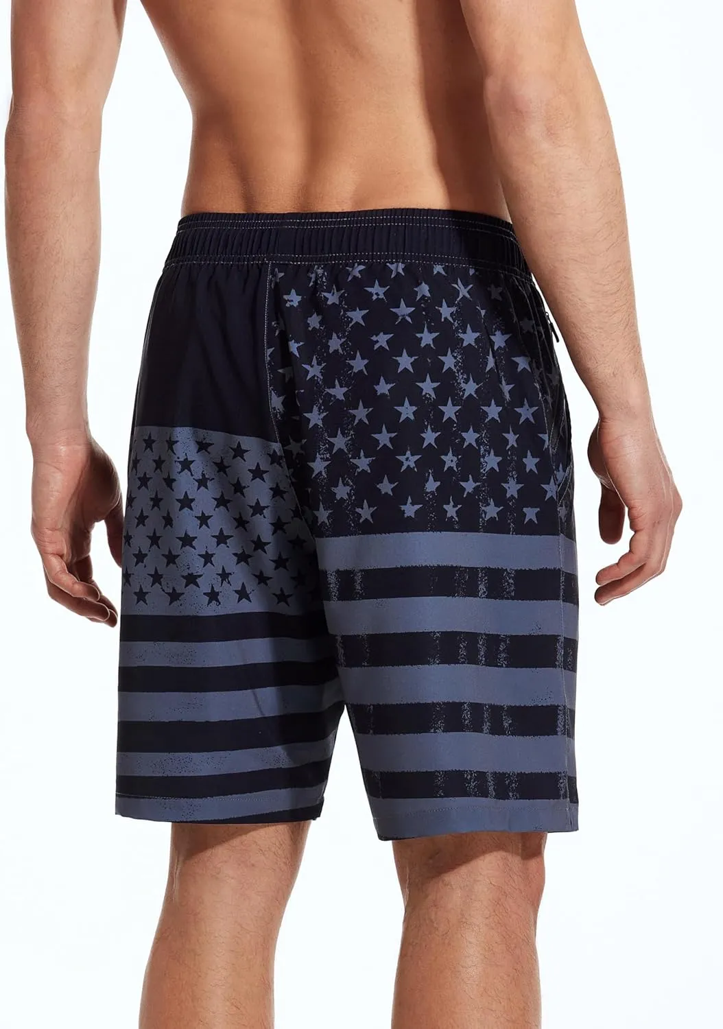 SILKWORLD Mens Swim Trunks Quick Dry Bathing Suit Board Swimming Shorts with Zipper Pockets and Compression Liner