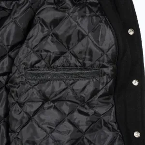 Spine Spark Navy Blue Wool Leather Varsity Baseball Jacket