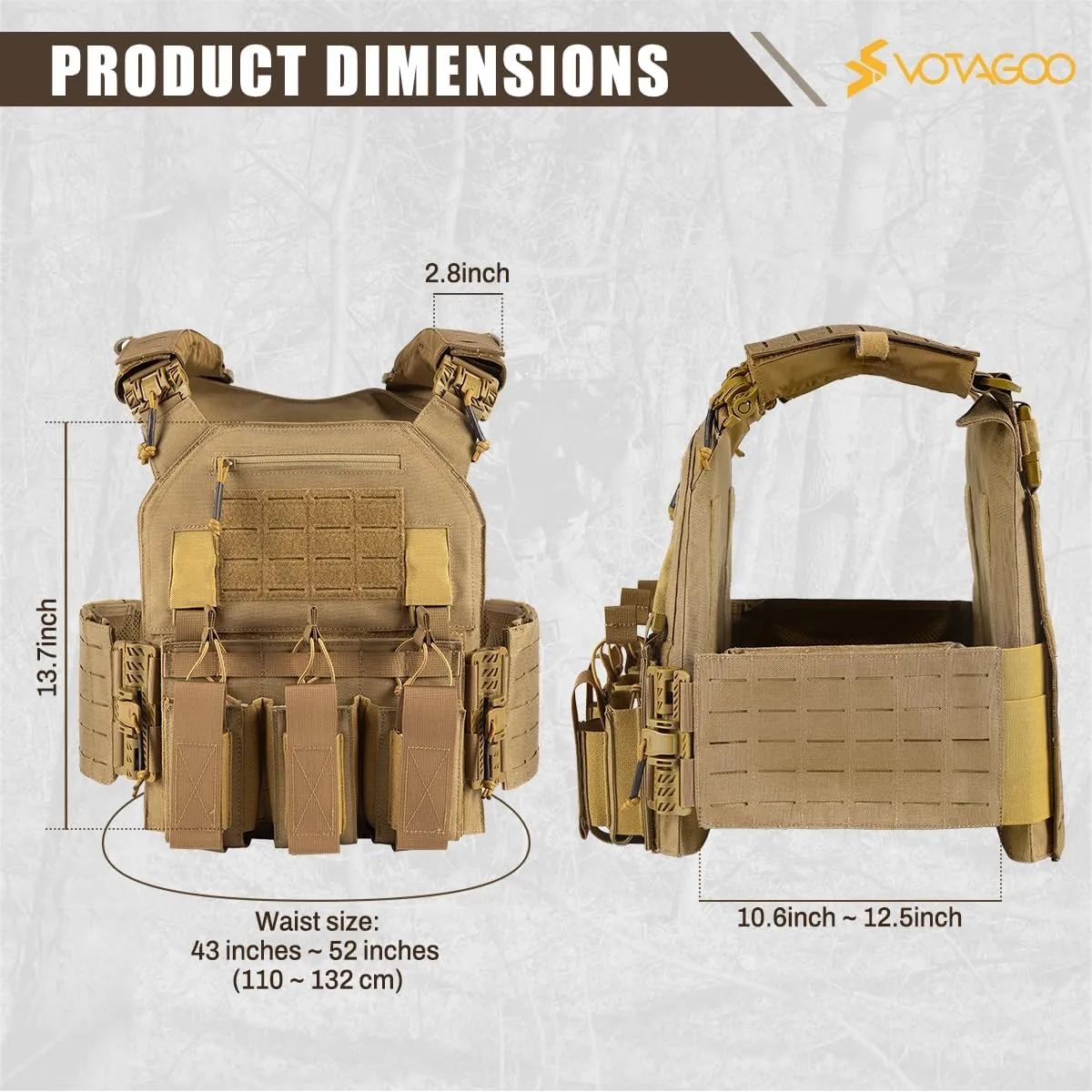 Tactical Vest, Quick Release Lightweight Airsoft Vest, Adjustable Weighted Vest for Outdoor Hunting Training
