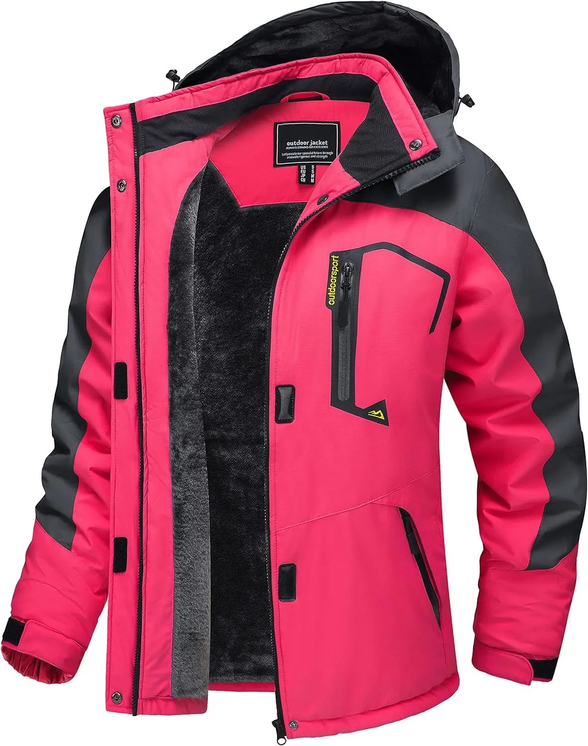 TACVASEN Women's Waterproof Ski Jacket Hooded Fleece Lined Warm Winter Jacket Snow Coat Mountain Windproof Rain Windbreaker
