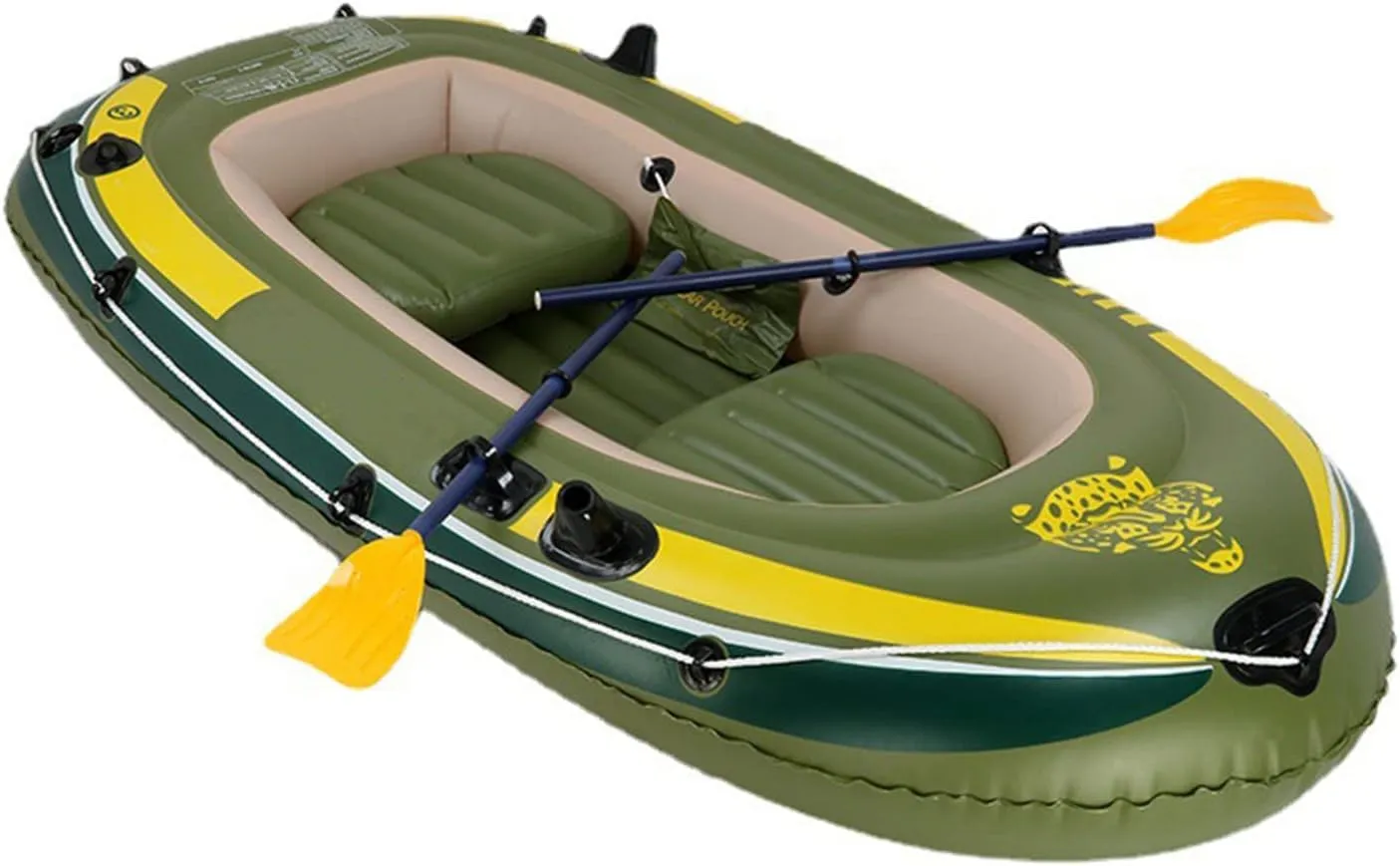 TEmkin Inflatable Boat, Inflatable Kayak - 2 Persons Tandem Inflatable Fishing Kayak, Thicken PVC Portable Inflatable Boat with Air Pump Paddle.,Green