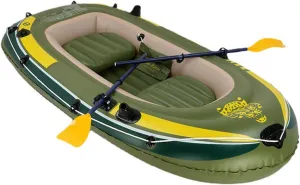 TEmkin Inflatable Boat, Inflatable Kayak - 2 Persons Tandem Inflatable Fishing Kayak, Thicken PVC Portable Inflatable Boat with Air Pump Paddle.,Green