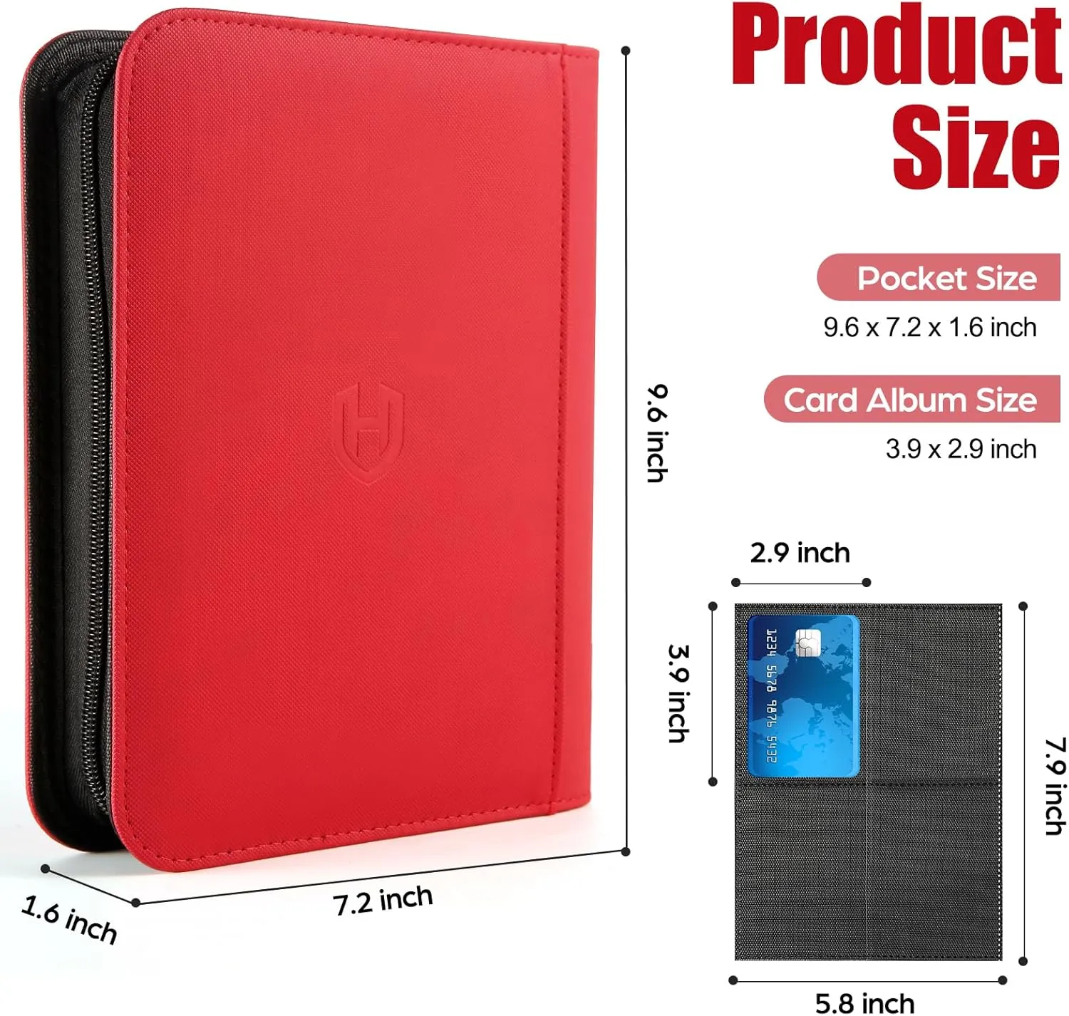 Trading Card Binder with Sleeves, Red, 288 Card Storage Capacity, Durable and Waterproof