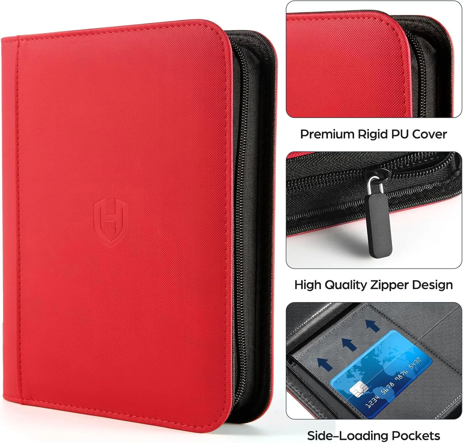 Trading Card Binder with Sleeves, Red, 288 Card Storage Capacity, Durable and Waterproof