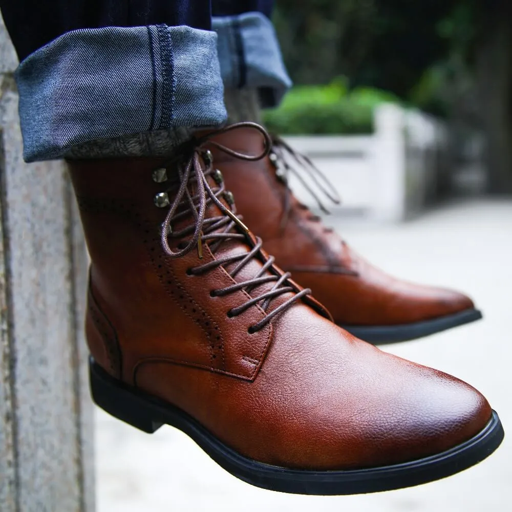 Vintage Martin Boots | Men's High-Cut Lace-up Rivet British Shoes